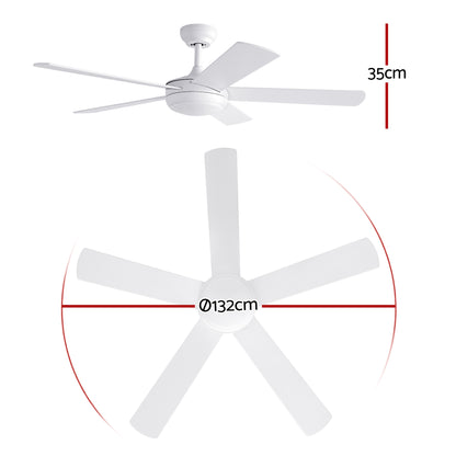 Devanti 52'' Ceiling Fan 5 Blades DC Motor w/Light w/Remote White CF-C-52-5B-986-WH