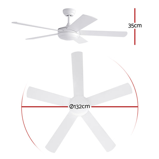 Devanti 52'' Ceiling Fan 5 Blades DC Motor w/Light w/Remote White CF-C-52-5B-986-WH