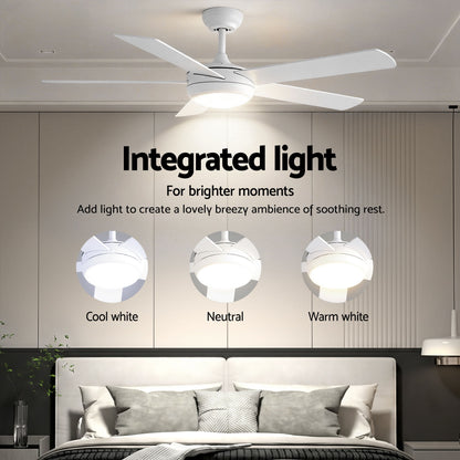 Devanti 52'' Ceiling Fan 5 Blades DC Motor w/Light w/Remote White CF-C-52-5B-986-WH