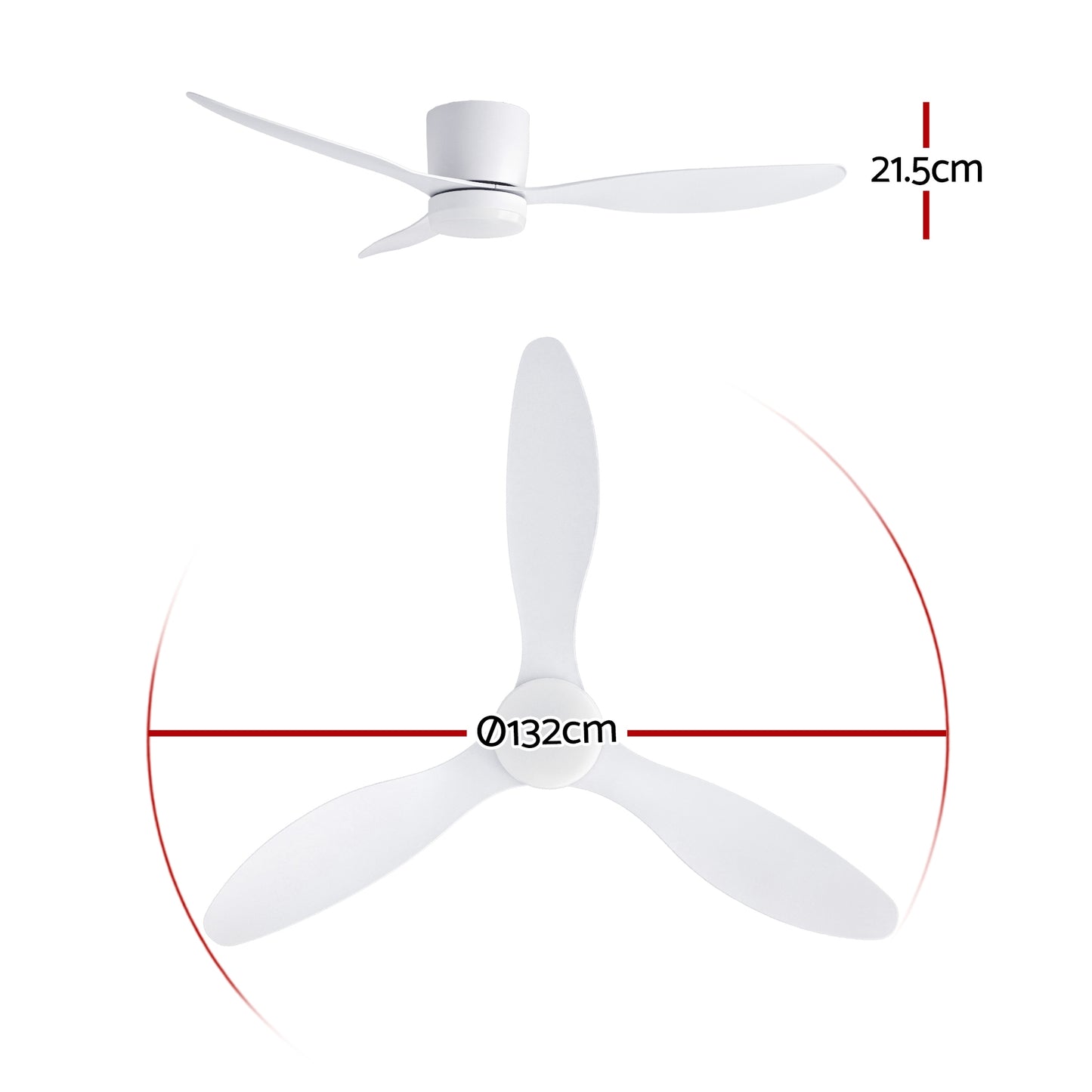 Devanti 52'' Ceiling Fan 3 Blades DC Motor w/Light w/Remote White CF-C-52-70L-WH