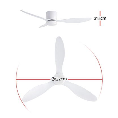 Devanti 52'' Ceiling Fan 3 Blades DC Motor w/Light w/Remote White CF-C-52-70L-WH