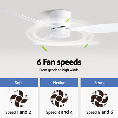 Devanti 52'' Ceiling Fan 3 Blades DC Motor w/Light w/Remote White CF-C-52-70L-WH