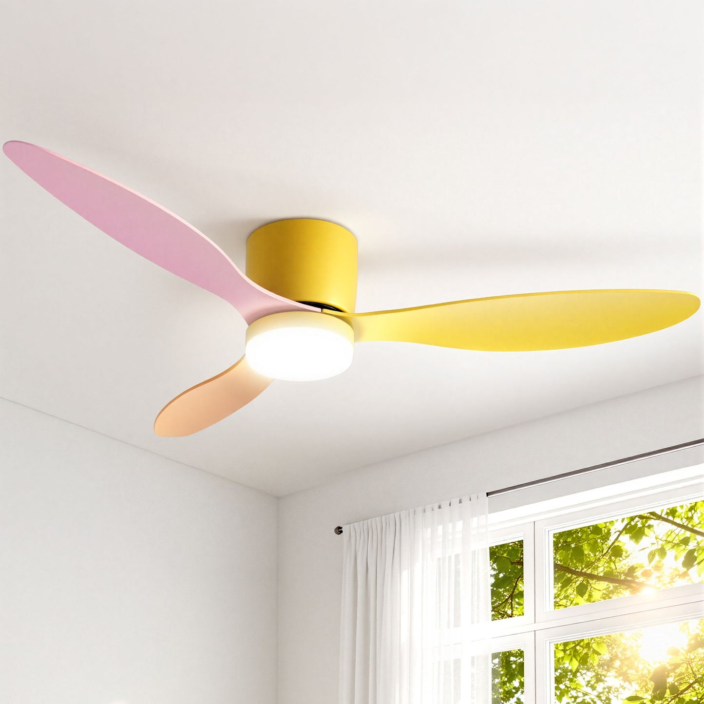Devanti 52'' Ceiling Fan 3 Blades DC Motor w/Light w/Remote Yellow Pink Orange CF-C-52-70L-YPO