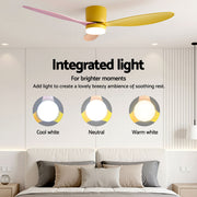 Devanti 52'' Ceiling Fan 3 Blades DC Motor w/Light w/Remote Yellow Pink Orange