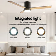 Devanti 52'' Ceiling Fan 3 Blades Double-sided DC Motor w/Light w/Remote Light Wood and bLack CF-C-52-70PLY-LW