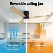 Devanti 52'' Ceiling Fan 3 Blades Double-sided DC Motor w/Light w/Remote Light Wood and bLack CF-C-52-70PLY-LW