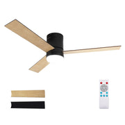 Devanti 52'' Ceiling Fan 3 Blades Double-sided DC Motor w/Light w/Remote Light Wood and bLack CF-C-52-70PLY-LW