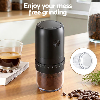 Devanti Electric Coffee Grinder USB-C Rechargeable Portable Coffee Bean Grinder with 40 Precise Grind CF-G-E-40