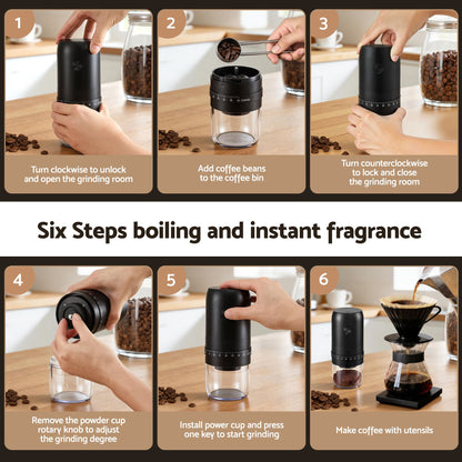 Devanti Electric Coffee Grinder USB-C Rechargeable Portable Coffee Bean Grinder with 40 Precise Grind CF-G-E-40