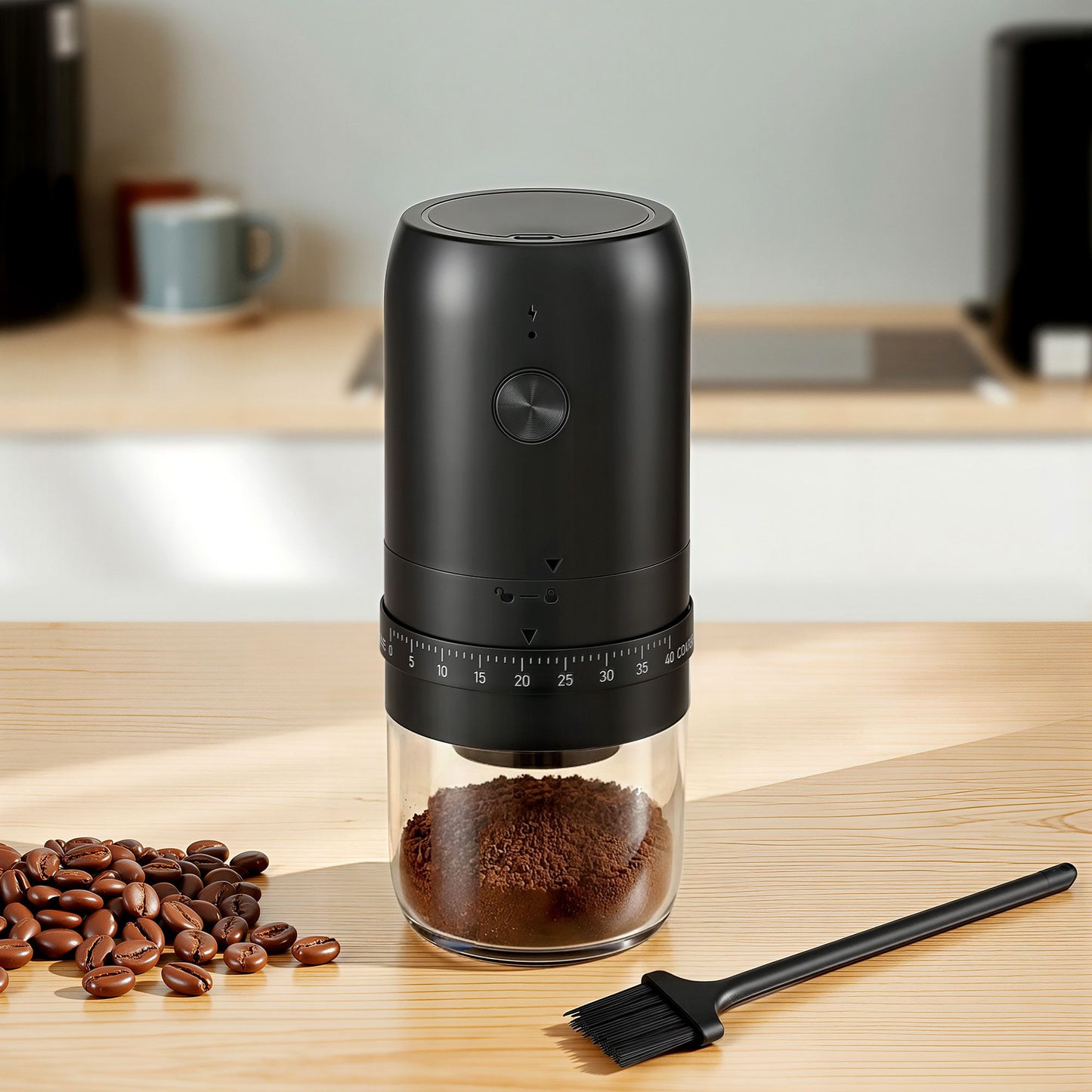 Devanti Electric Coffee Grinder USB-C Rechargeable Portable Coffee Bean Grinder with 40 Precise Grind CF-G-E-40