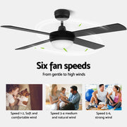 Devanti 52'' Ceiling Fan DC Motor w/Light w/Remote - Black CF-RC-52-BK