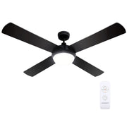 Devanti 52'' Ceiling Fan DC Motor w/Light w/Remote - Black CF-RC-52-BK