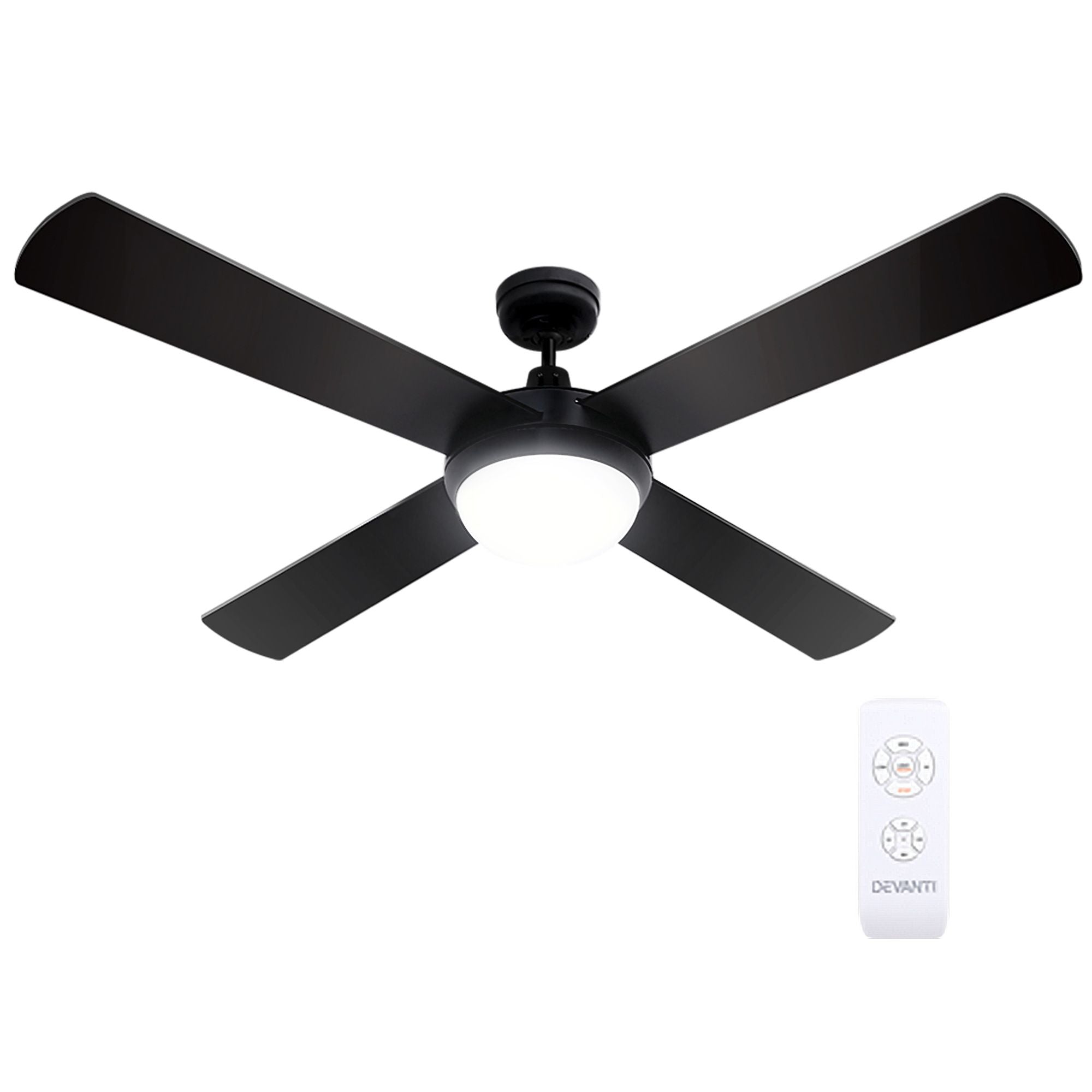Devanti 52'' Ceiling Fan DC Motor w/Light w/Remote - Black CF-RC-52-BK