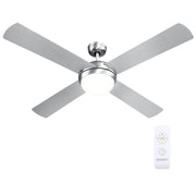 Devanti 52'' Ceiling Fan DC Motor w/Light w/Remote - Silver CF-RC-52-SI