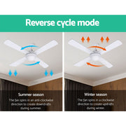Devanti 52'' Ceiling Fan DC Motor w/Light w/Remote - White CF-RC-52-WH