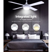 Devanti 52'' Ceiling Fan DC Motor w/Light w/Remote - White CF-RC-52-WH