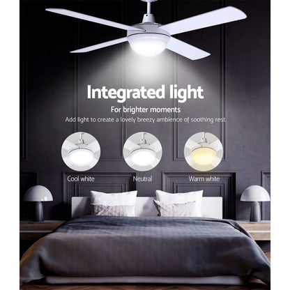 Devanti 52'' Ceiling Fan DC Motor w/Light w/Remote - White CF-RC-52-WH
