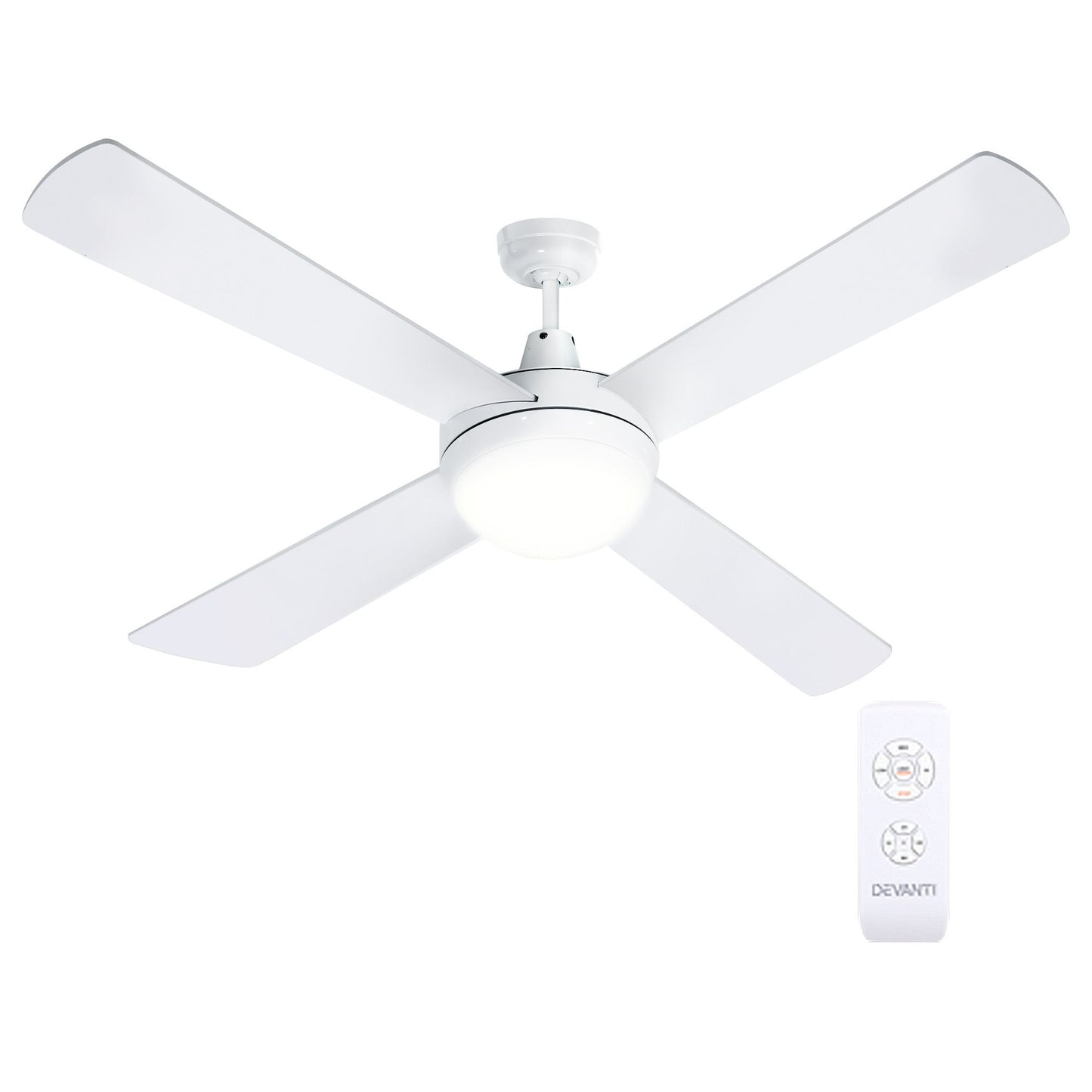 Devanti 52'' Ceiling Fan DC Motor w/Light w/Remote - White CF-RC-52-WH