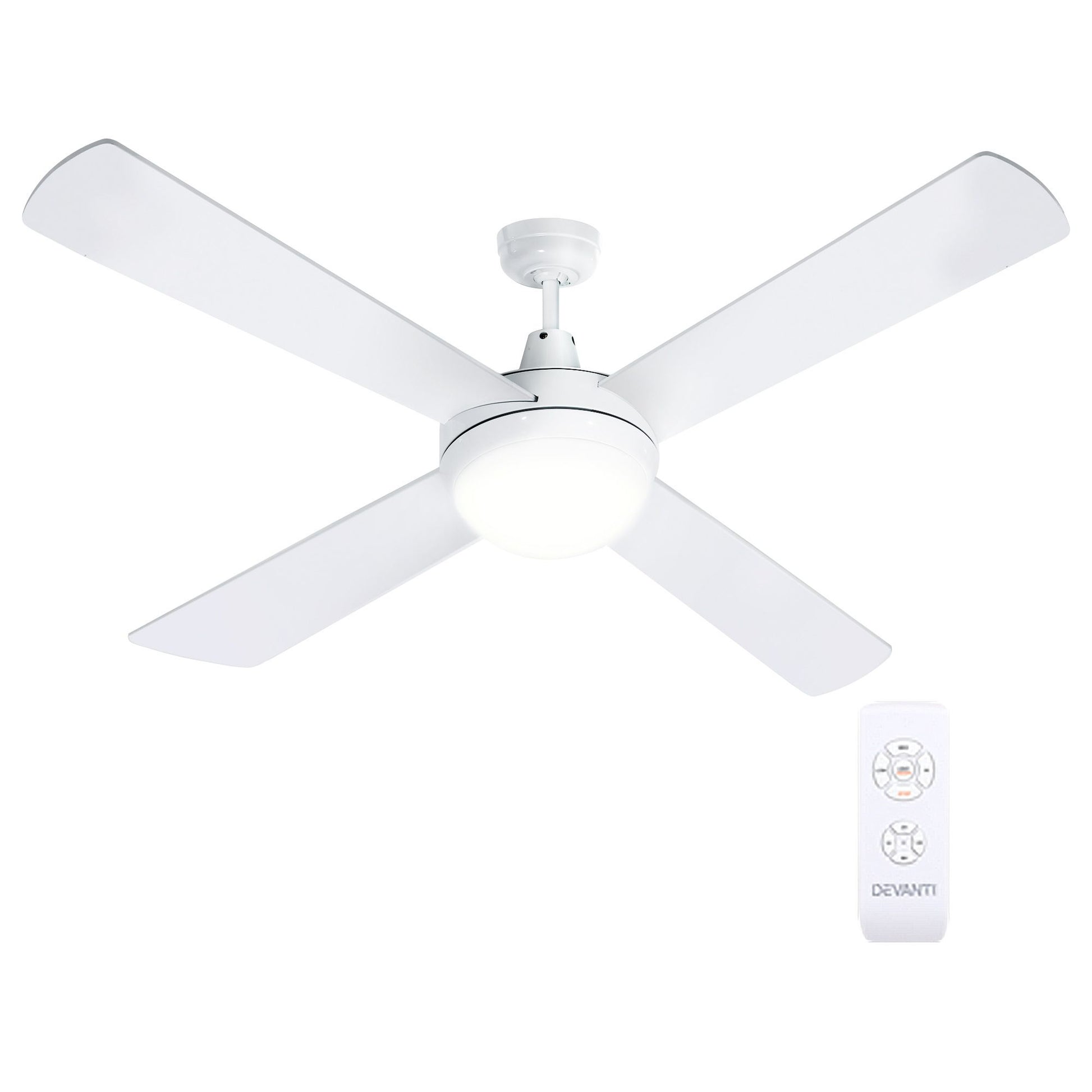 Devanti 52'' Ceiling Fan DC Motor w/Light w/Remote - White CF-RC-52-WH