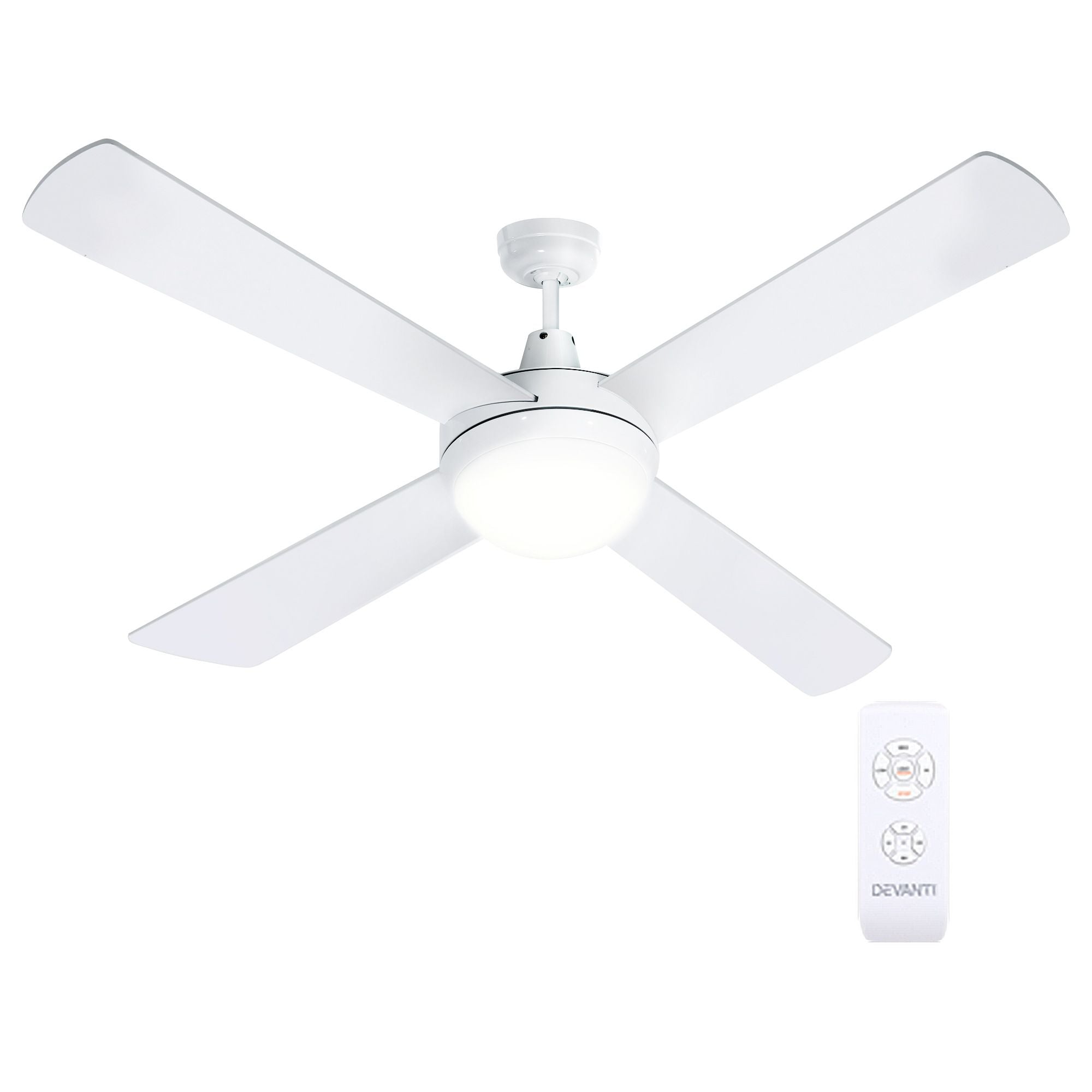 Devanti 52'' Ceiling Fan DC Motor w/Light w/Remote - White CF-RC-52-WH