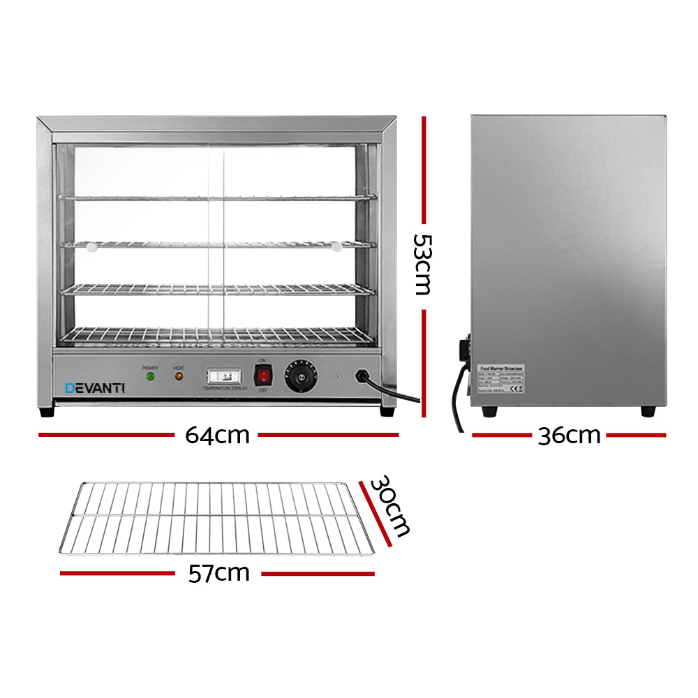 Devanti Commercial Food Warmer Hot Display Showcase Cabinet 64cm CFW-580M-SI