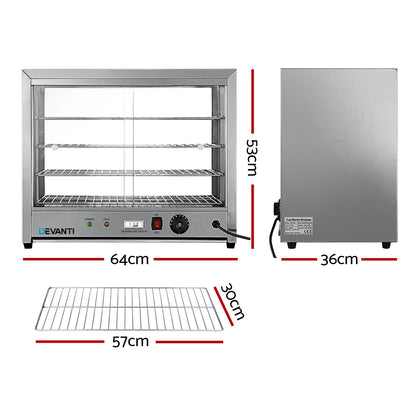 Devanti Commercial Food Warmer Hot Display Showcase Cabinet 64cm CFW-580M-SI