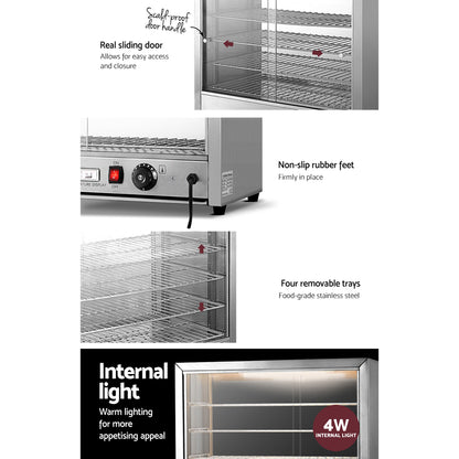 Devanti Commercial Food Warmer Hot Display Showcase Cabinet 64cm CFW-580M-SI
