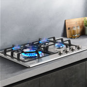 Comfee 60cm Gas Cooktop Stainless Steel 4 Burners Kitchen Stove Cook Top NG LPG CGH60096S
