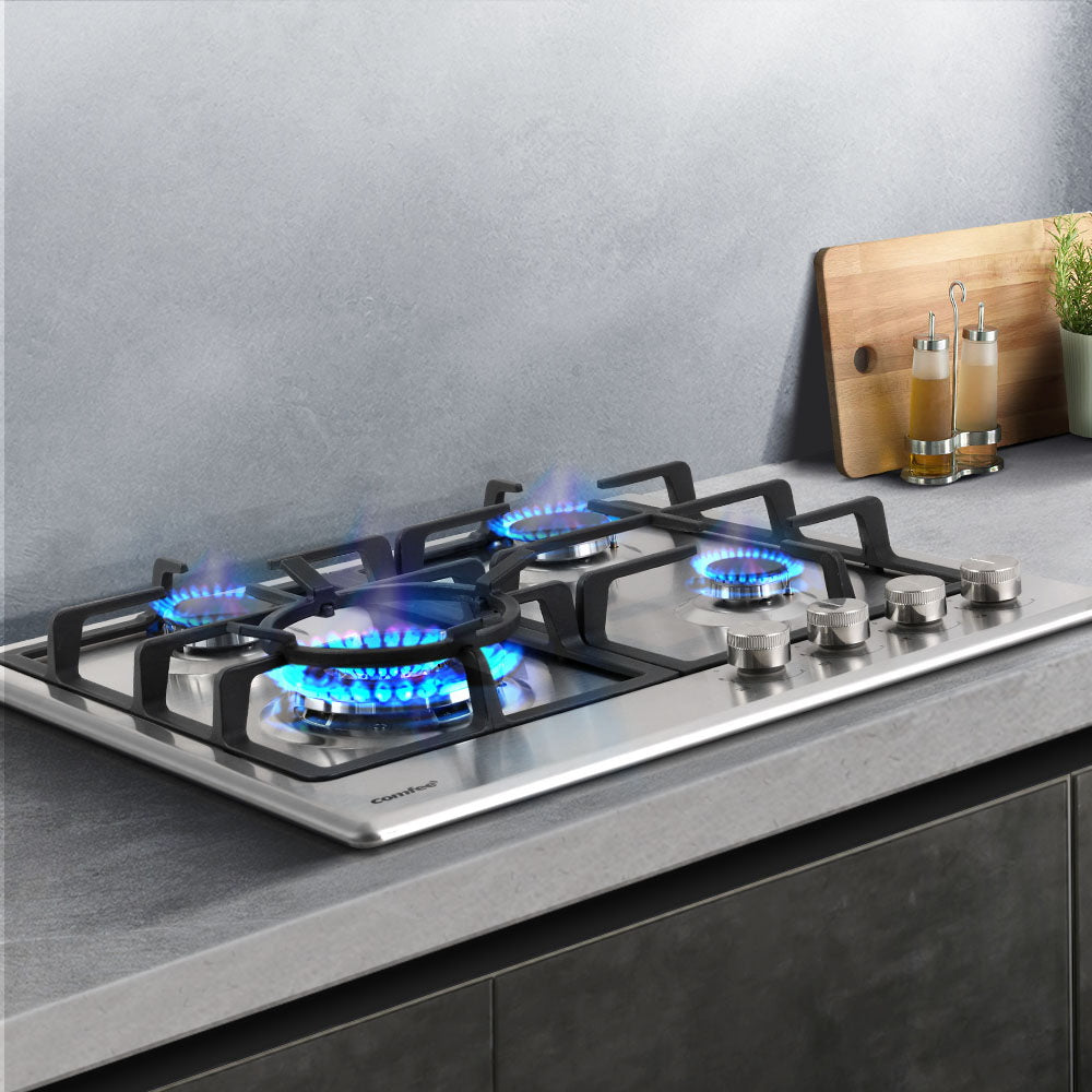 Comfee 60cm Gas Cooktop Stainless Steel 4 Burners Kitchen Stove Cook Top NG LPG CGH60096S