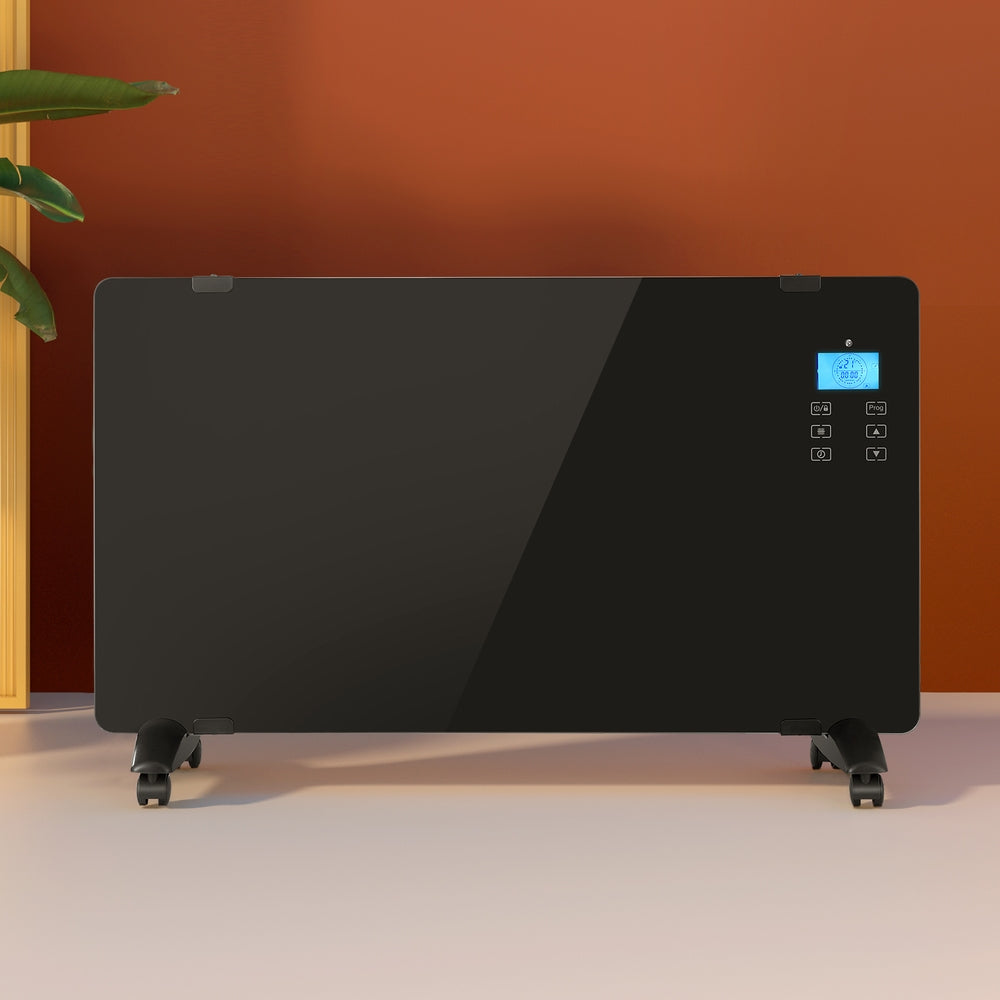 Devanti Electric Convection Heater Black 2000W CHP-B-GLASS-2000-BK
