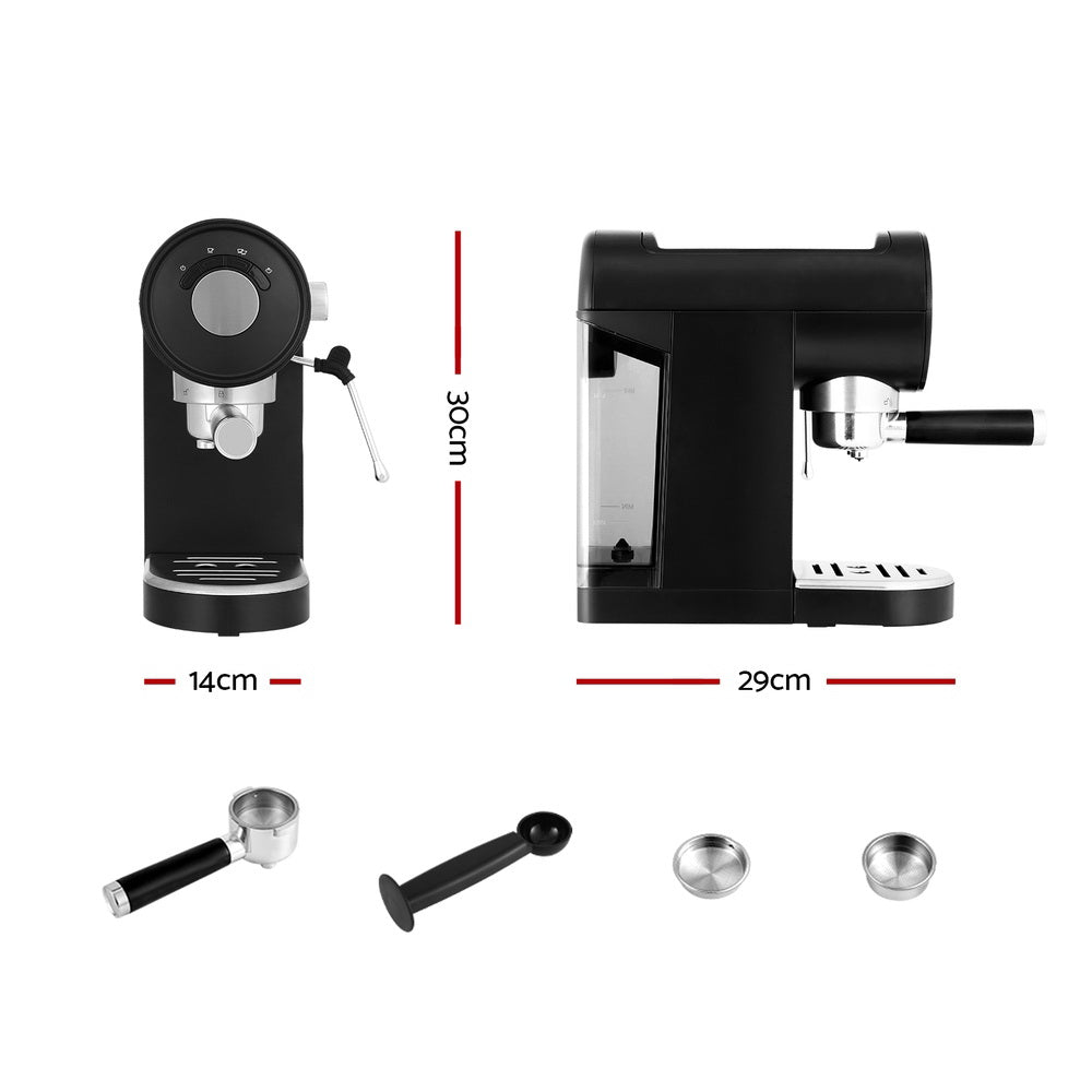 Devanti 20 Bar Coffee Machine Espresso Cafe Maker Black CM-01-BK