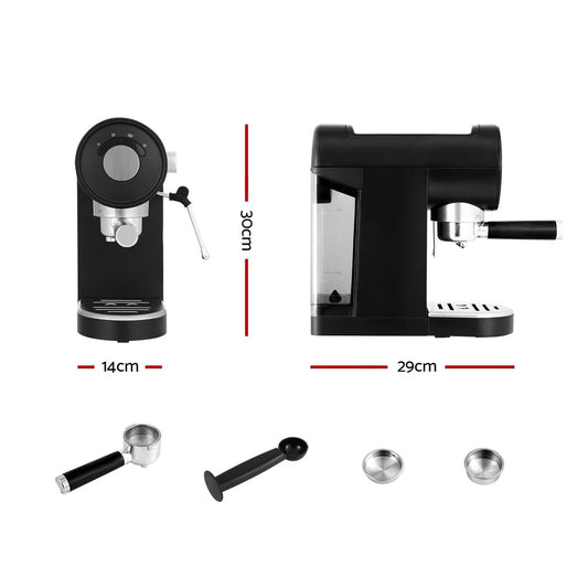 Devanti 20 Bar Coffee Machine Espresso Cafe Maker Black CM-01-BK