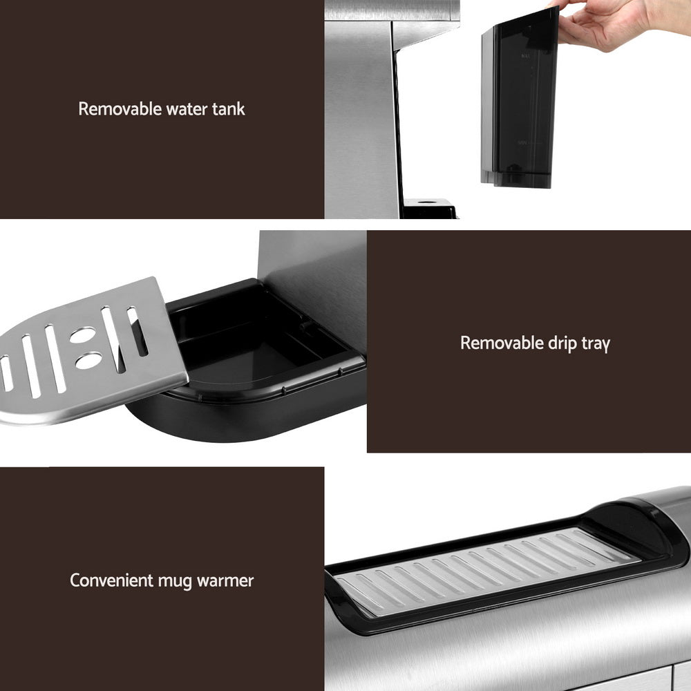 Devanti 20 Bar Coffee Machine Espresso Cafe Maker CM-01-SS