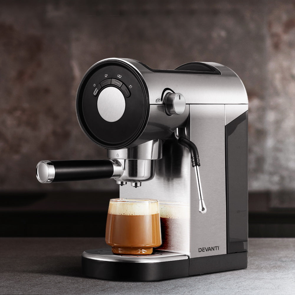 Devanti 20 Bar Coffee Machine Espresso Cafe Maker CM-01-SS