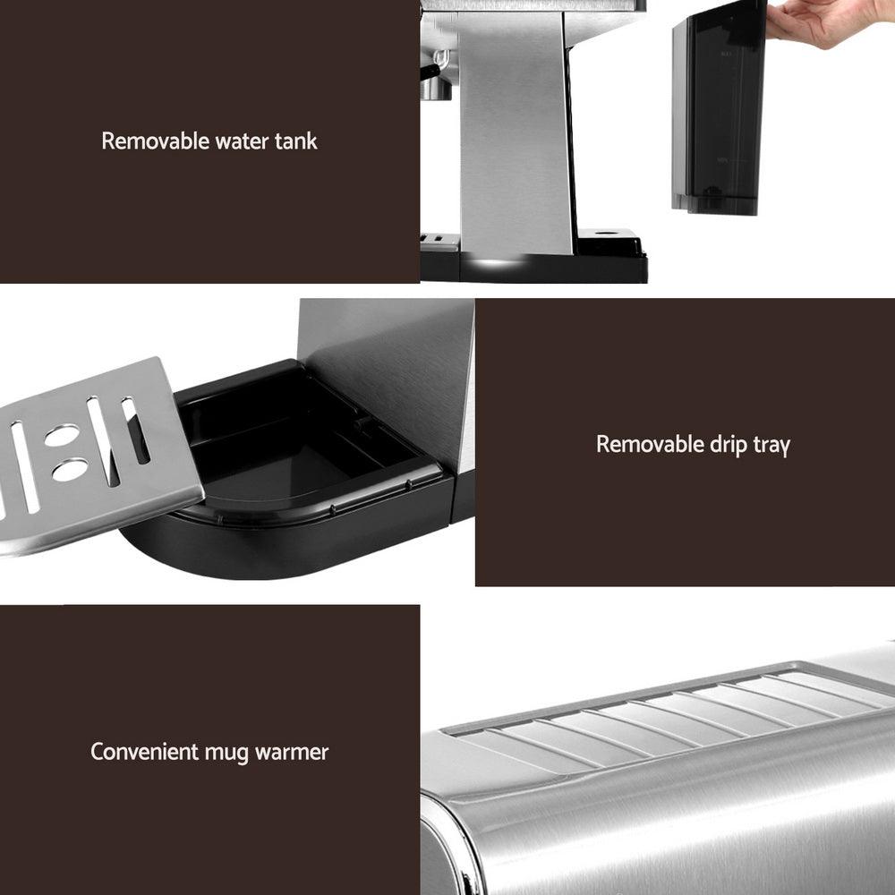 Devanti 20 Bar Coffee Machine Espresso Cafe Maker CM-03-SS