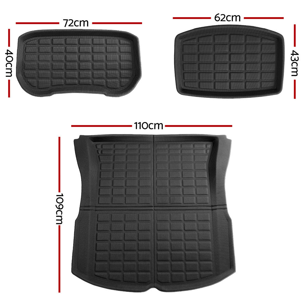 NEW Tesla Model 3 Highland 2024 Boot Liner Rear Frunk Cargo Trunk Mats Weisshorn CMAT-TESLA-MODEL3-RFT2
