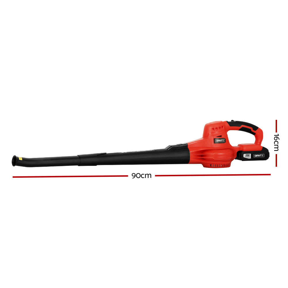 Giantz 20V Cordless Leaf Blower Garden Lithium Battery Electric Nozzles 2-Speed CORDLB-20V-RD