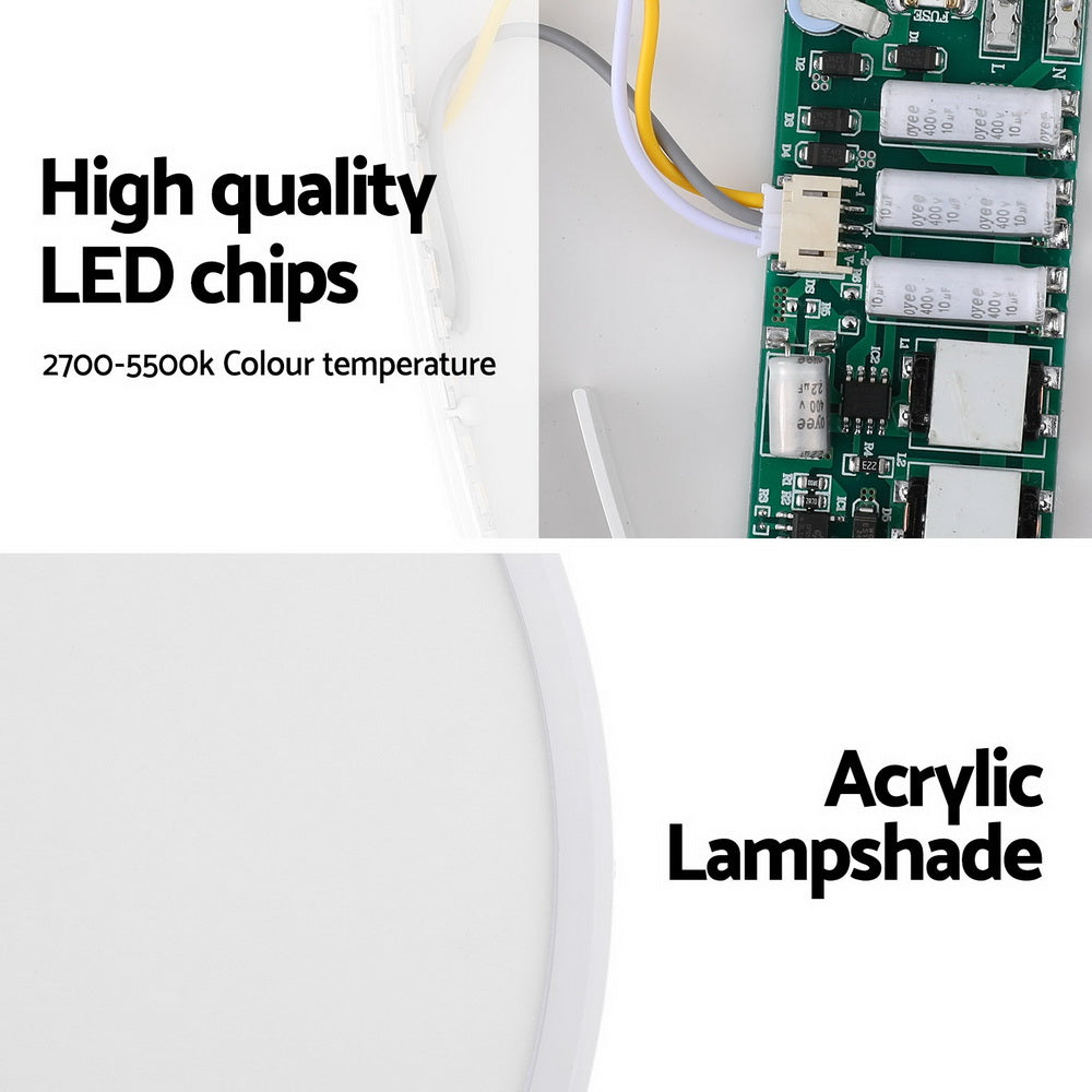 Leier Ceiling Light LED Round 31W Ultra-THIN 5CM Oyster Lamp Modern Cool/Warm CPL-C18W-R-BK