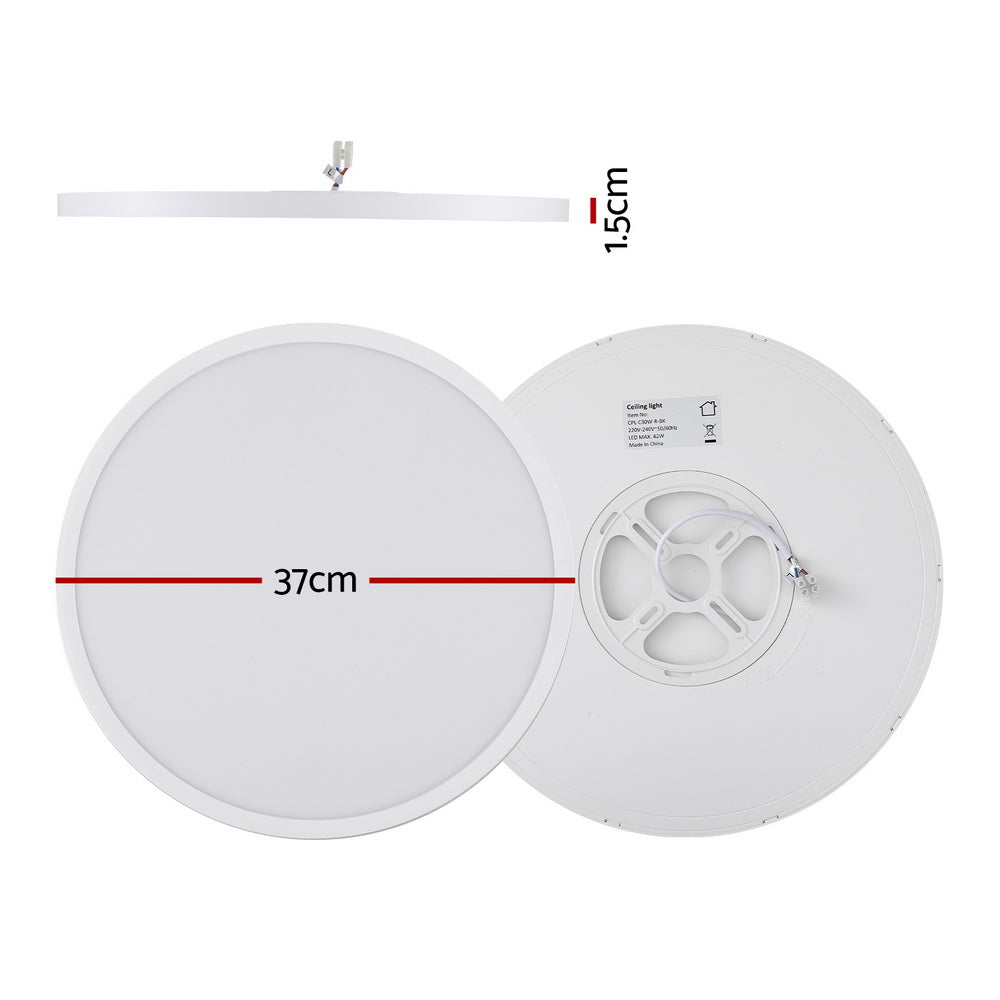 Leier Ceiling Light LED Round 42W Ultra-THIN 5CM Oyster Lamp Modern Cool/Warm CPL-C30W-R-BK
