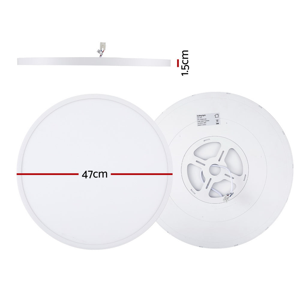 Leier Ceiling Light LED Round 46W Ultra-THIN 5CM Oyster Lamp Modern Cool/Warm CPL-C36W-R-BK