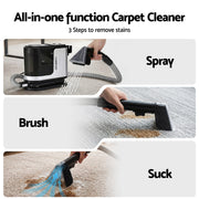 Devanti Carpet Washer Vacuum Cleaner 600W 13kpa Hose Self-Cleaning Function CPW-1200-BY101
