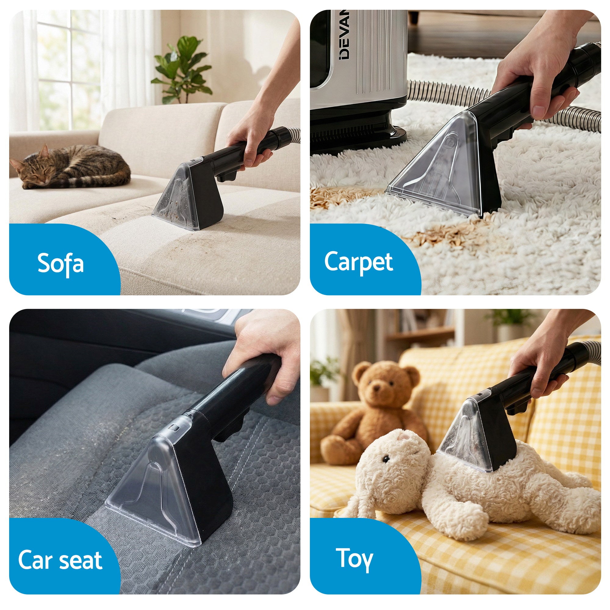 Devanti Carpet Washer Vacuum Cleaner 600W 13kpa Hose Self-Cleaning Function CPW-1200-BY101