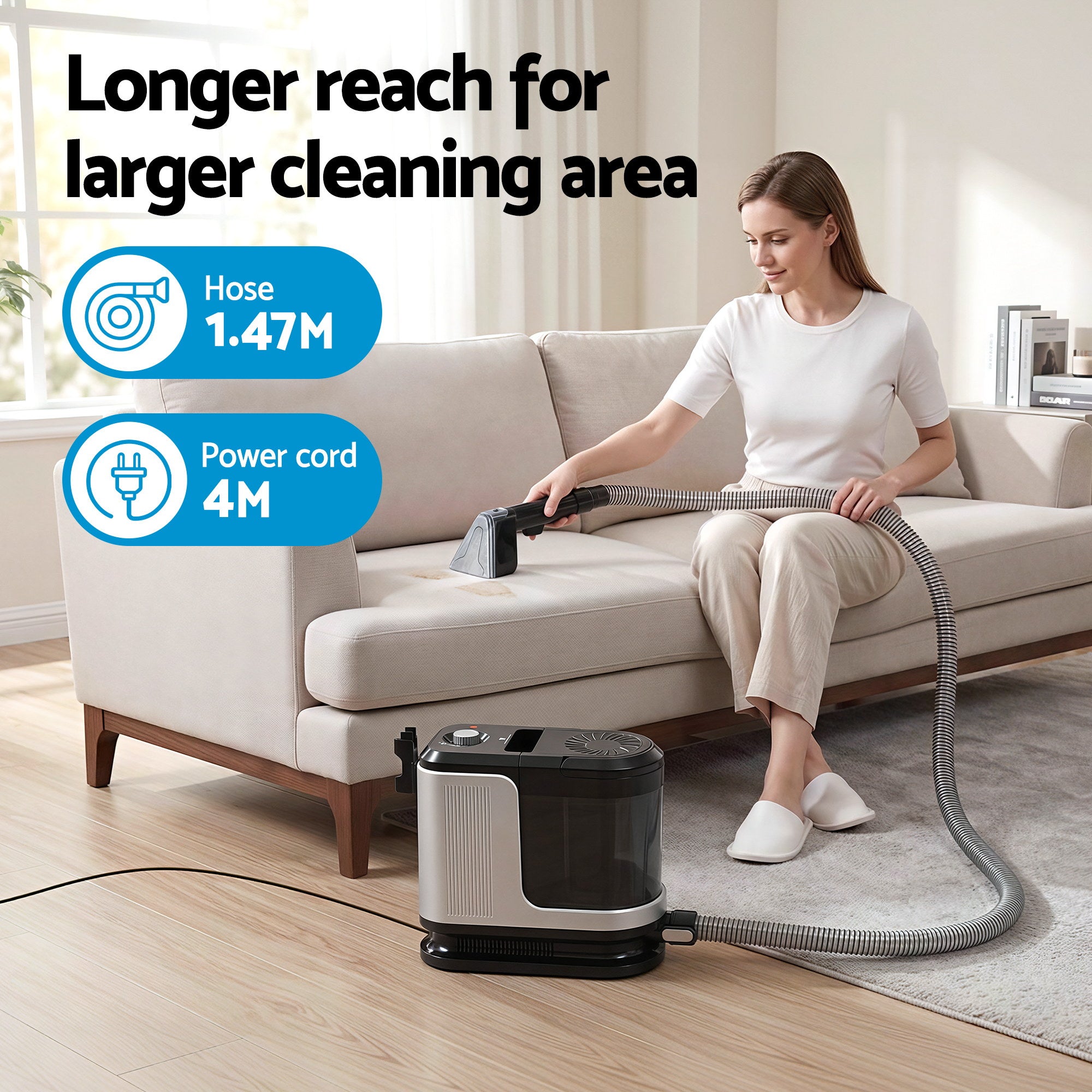 Devanti Carpet Washer Vacuum Cleaner 600W 13kpa Hose Self-Cleaning Function CPW-1200-BY101