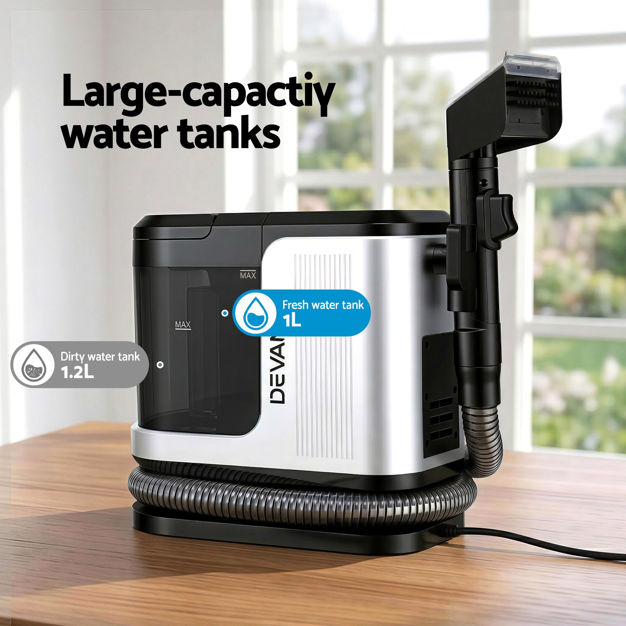 Devanti Carpet Washer Vacuum Cleaner 600W 13kpa Hose Self-Cleaning Function CPW-1200-BY101