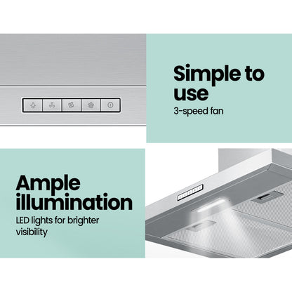 Comfee 600mm Rangehood 60cm Range Hood LED Light CRH60M17S