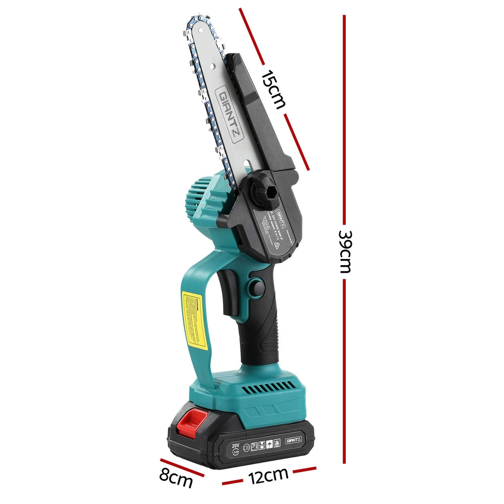 Giantz 6" Mini Cordless Electric Chainsaw Rechargeable Wood Cutter CSAW-20V-6IN-BL