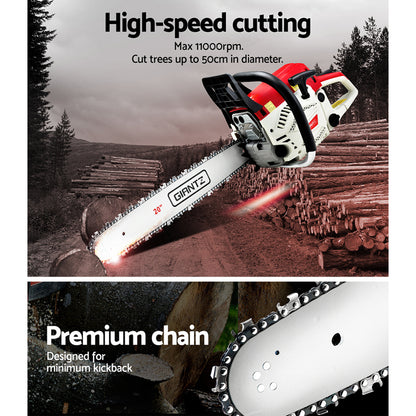 Giantz 58cc Petrol Chainsaw 20 Inch Bar Chain Saw Tree Pruner 2 Stroke E-Start CSAW-62CC-N-20IN-OV-RDWH
