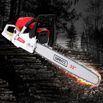 Giantz 74cc Petrol Chainsaw 22" Bar E-Start Tree Pruning Chain Saw CSAW-74CC-N-22FC-RDWH