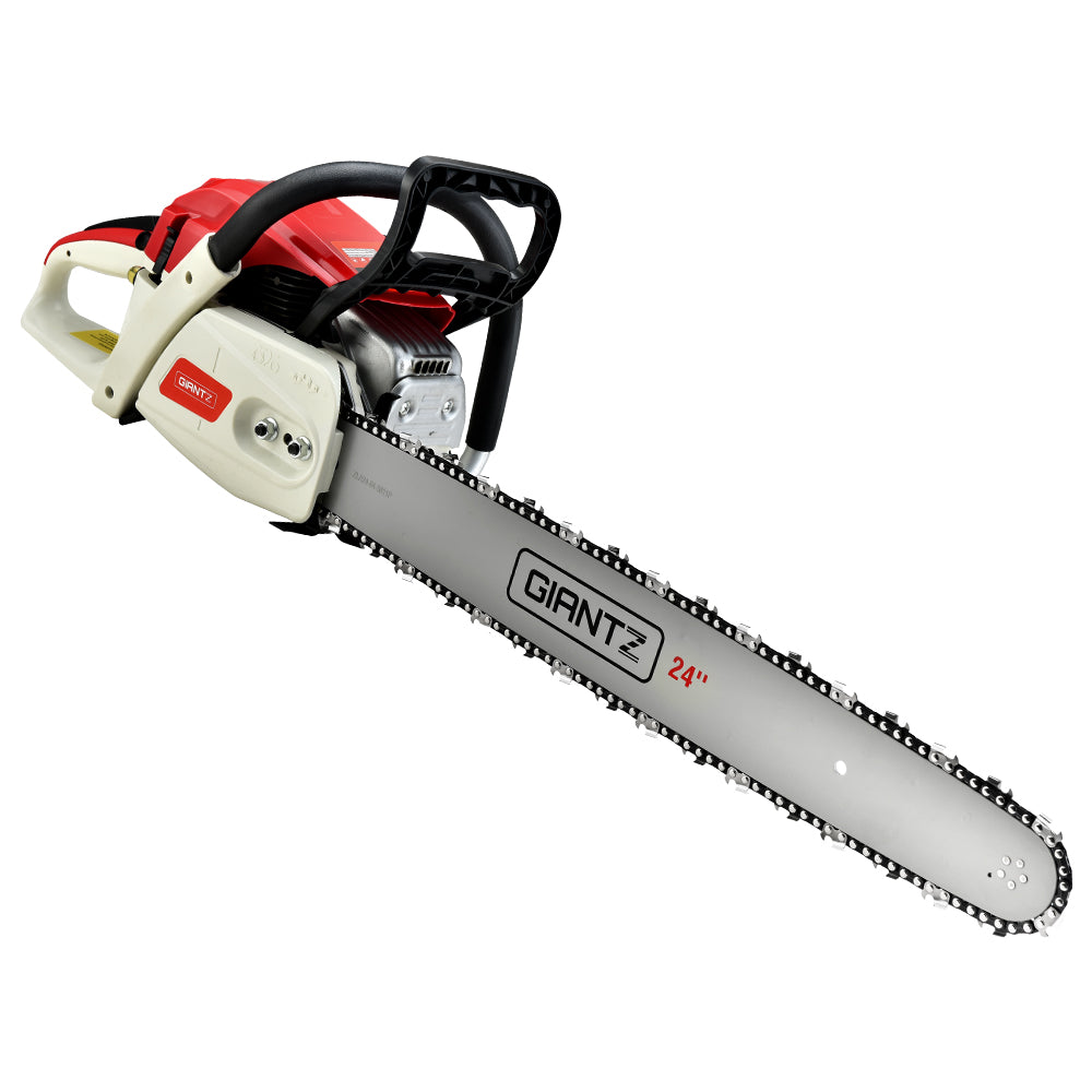 Giantz 65cc Petrol Chainsaw 24 Inch Bar Chain Saw Tree Pruner 2 Stroke E-Start CSAW-92CC-N-OV-RDWH