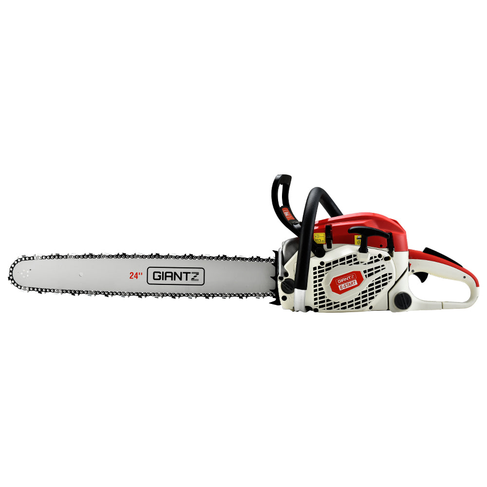 Giantz 65cc Petrol Chainsaw 24 Inch Bar Chain Saw Tree Pruner 2 Stroke E-Start CSAW-92CC-N-OV-RDWH